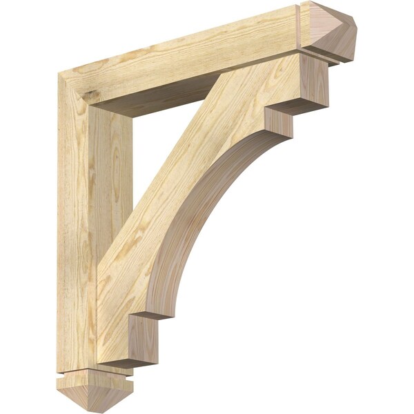 Ekena Millwork Merced Arts and Crafts Rough Sawn Bracket w/ Offset Brace, Douglas Fir, 6"W x 32"D x 32"H BKT0604X32X32MRC03RDF - main